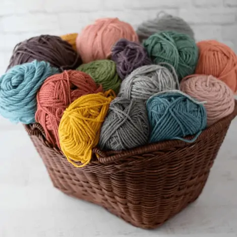 Basket of multi color yarn
