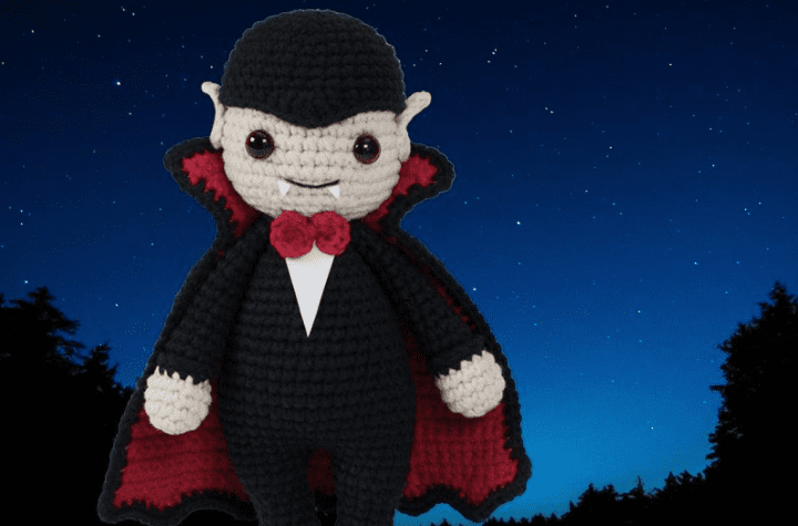 An adorable little crocheted vampire.