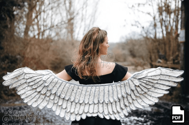 Crochet shawl that looks like wings.