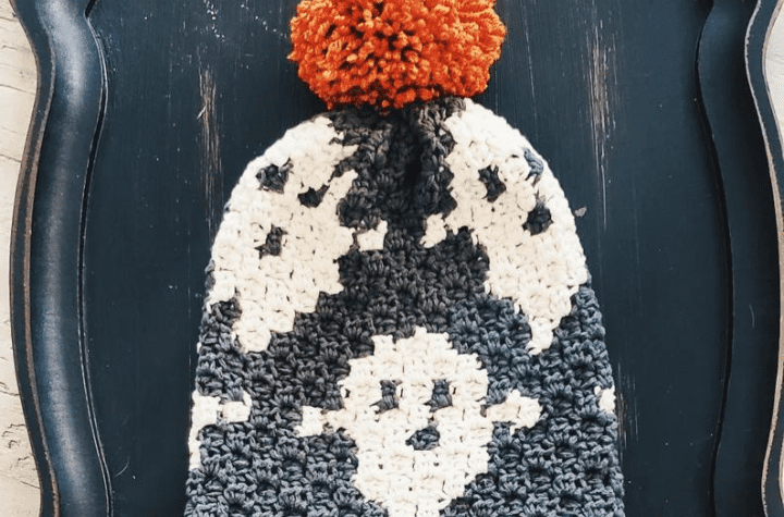 Ghost crochet beanie.