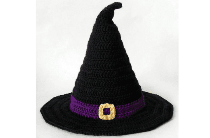 Black basic crochet witch hat.
