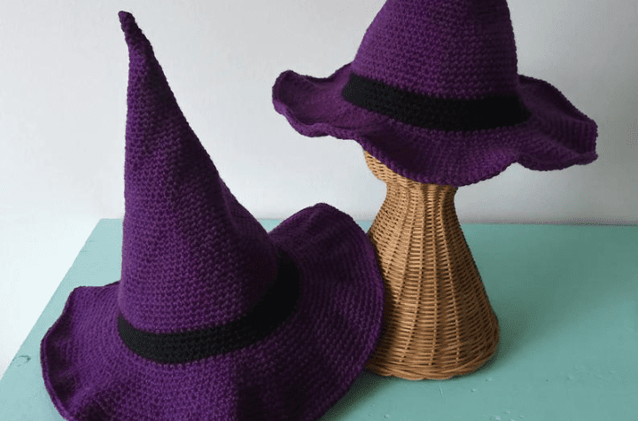 Purple basic witch hat with black buckle.