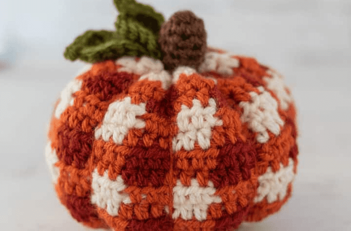 Plaid crochet pumpkin.