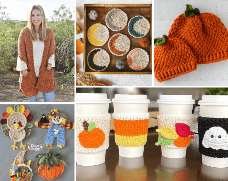 Five crochet patterns featured in the post.