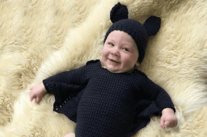 Crochet Bat Halloween Costume for a baby.