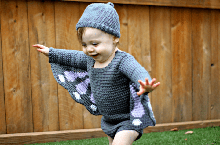 Little butterfly Halloween costume with a matching beanie.