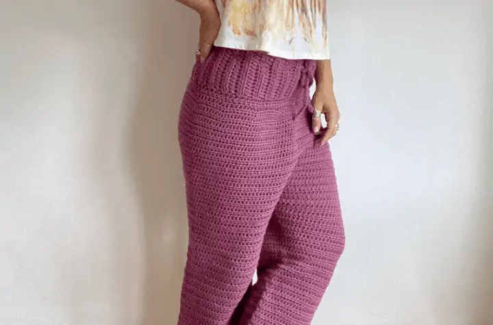 Purple crochet mid-rise pants