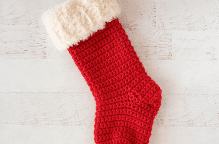 classic red crochet stocking.