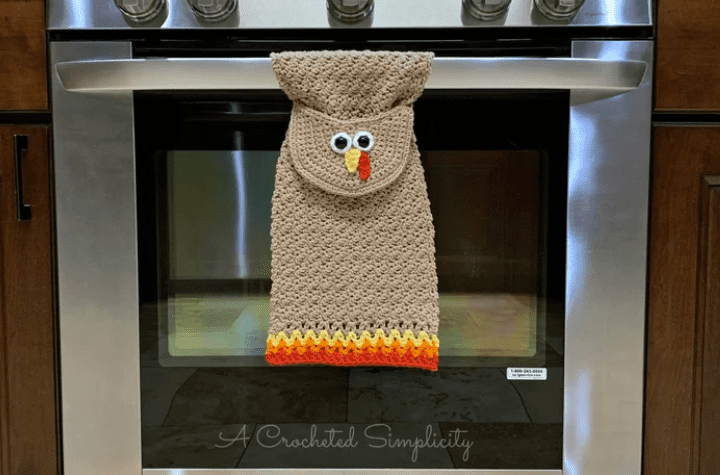 Crochet turkey towel.