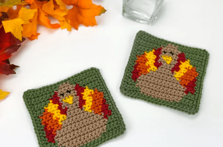 Crochet Turkey coasters.