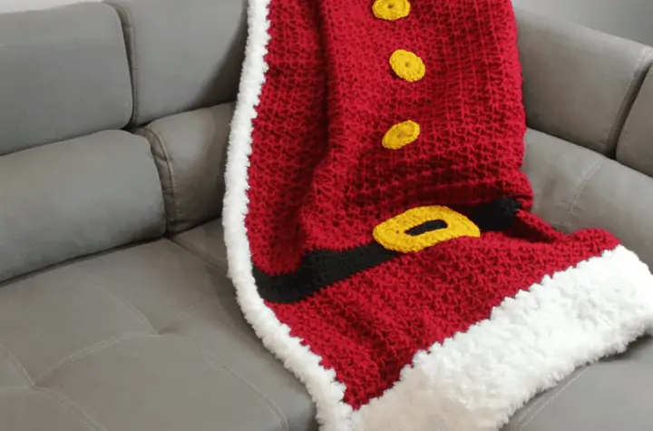 Crochet Santa afghan throw blanket.