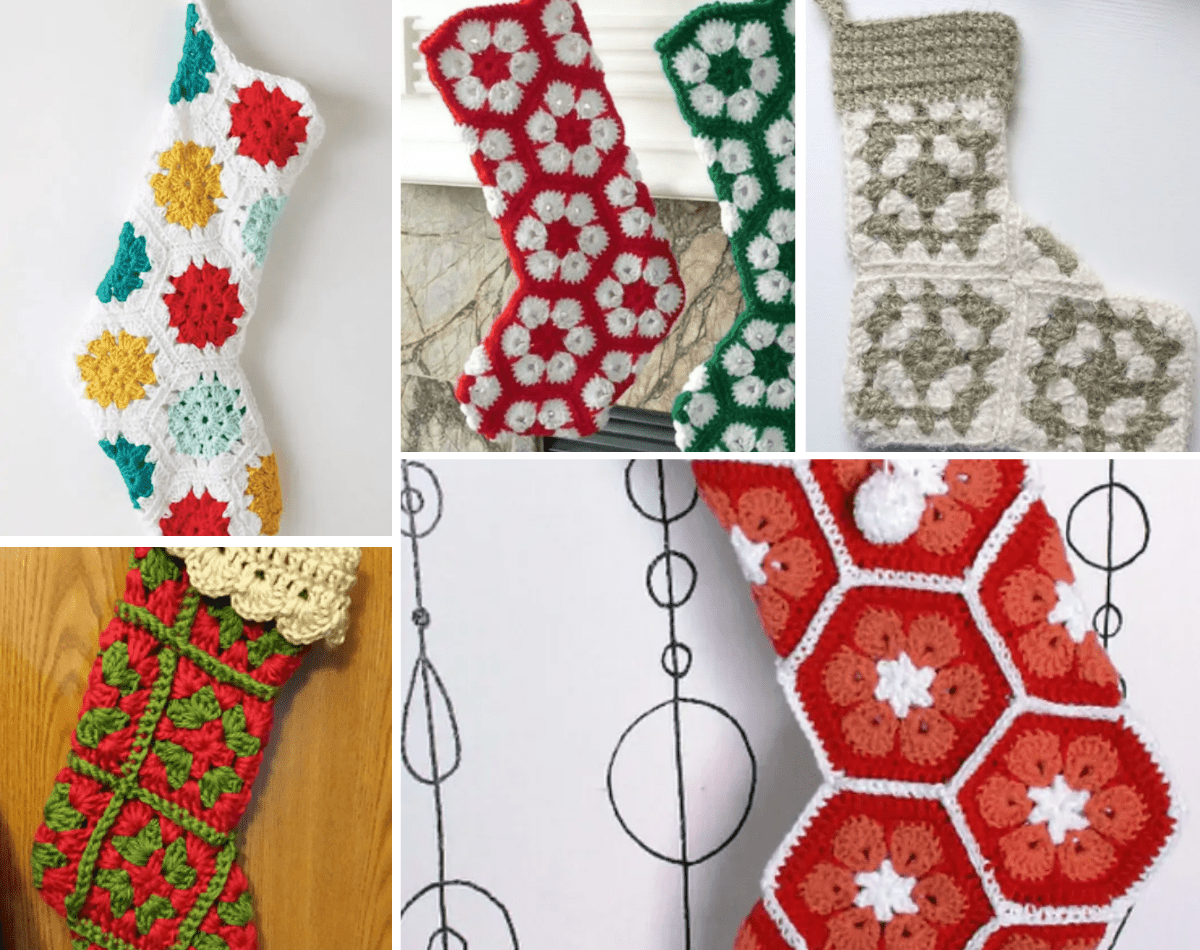 Crochet Granny Christmas Stocking Free Pattern - Fosbas Designs