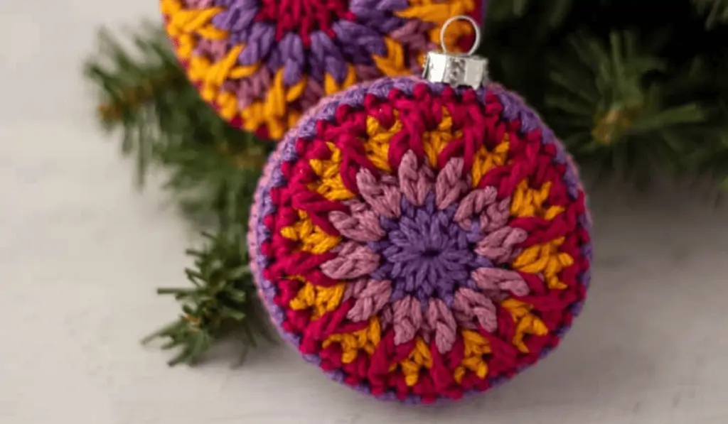 Vintage-looking circular crochet ornaments.