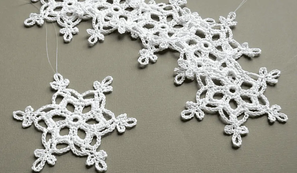 Crochet snowflake ornaments.
