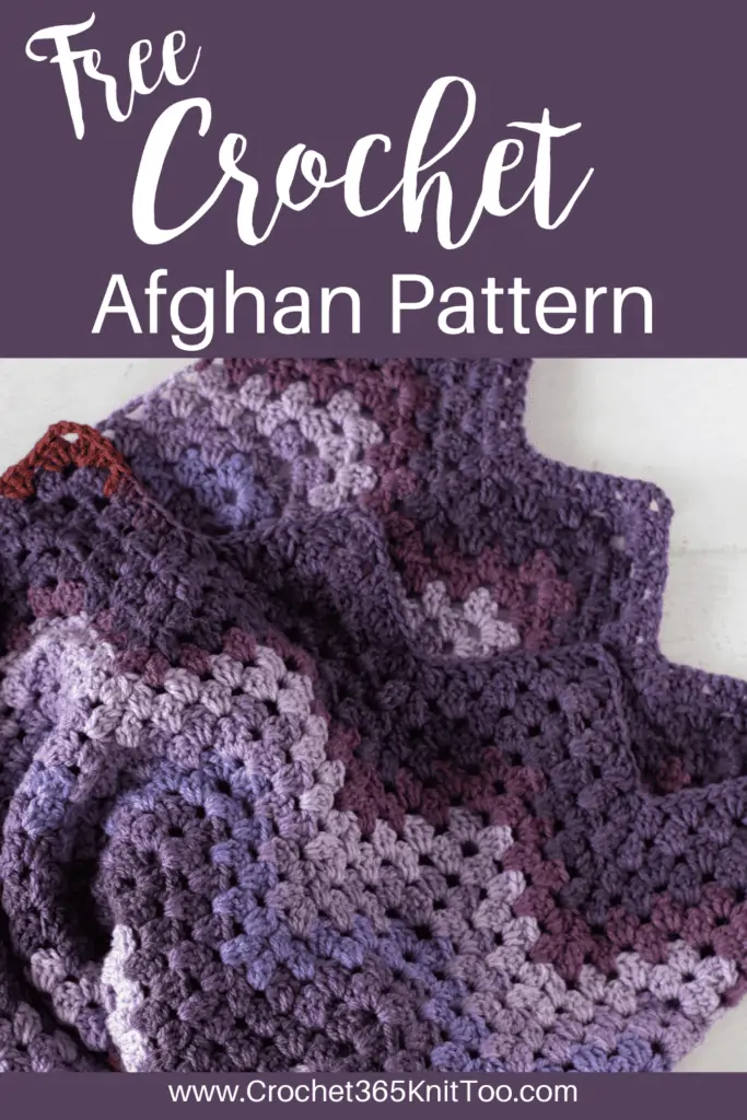 Image of crochet afghan in purple yarn