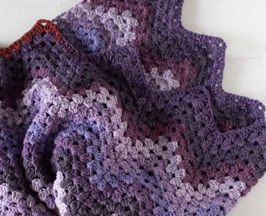 Crochet chevron afghan in shades of purple