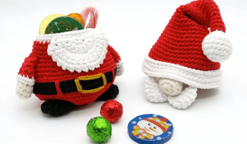 A Santa gnome basket with a removeable head.
