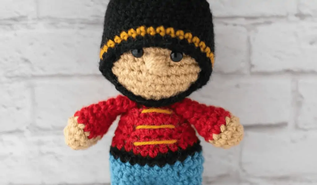 An amigurumi nutcracker