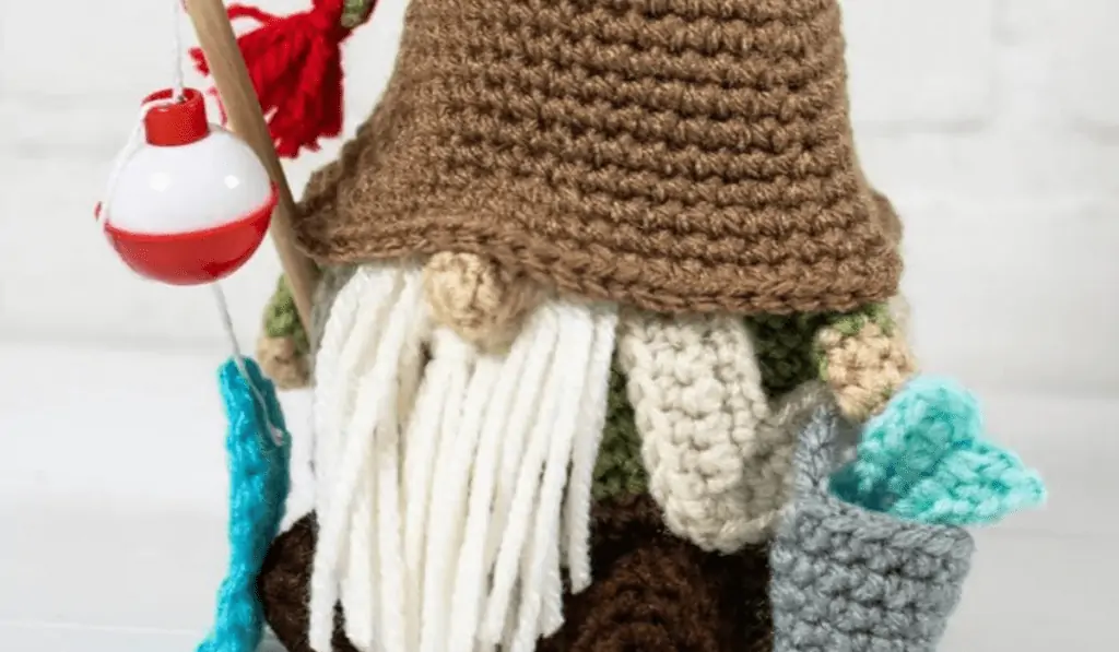 crochet fishing gnome