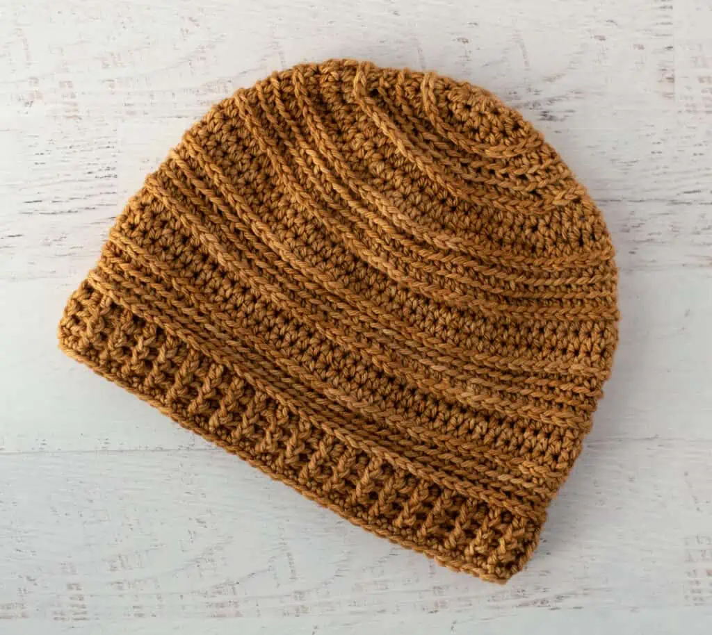 Golden beer color crochet hat