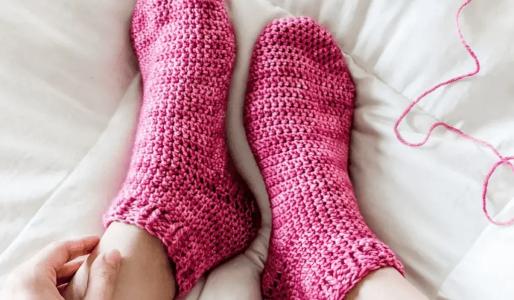 Pink crochet socks
