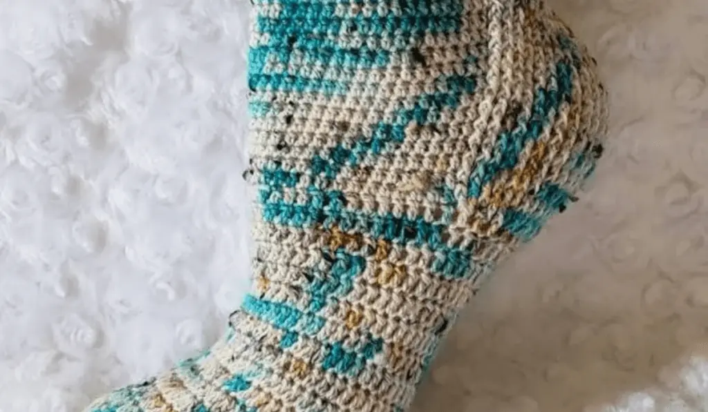 Thin crochet socks that are multicolored