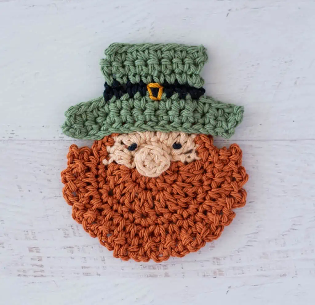 St patricks day crochet coaster leprechaun