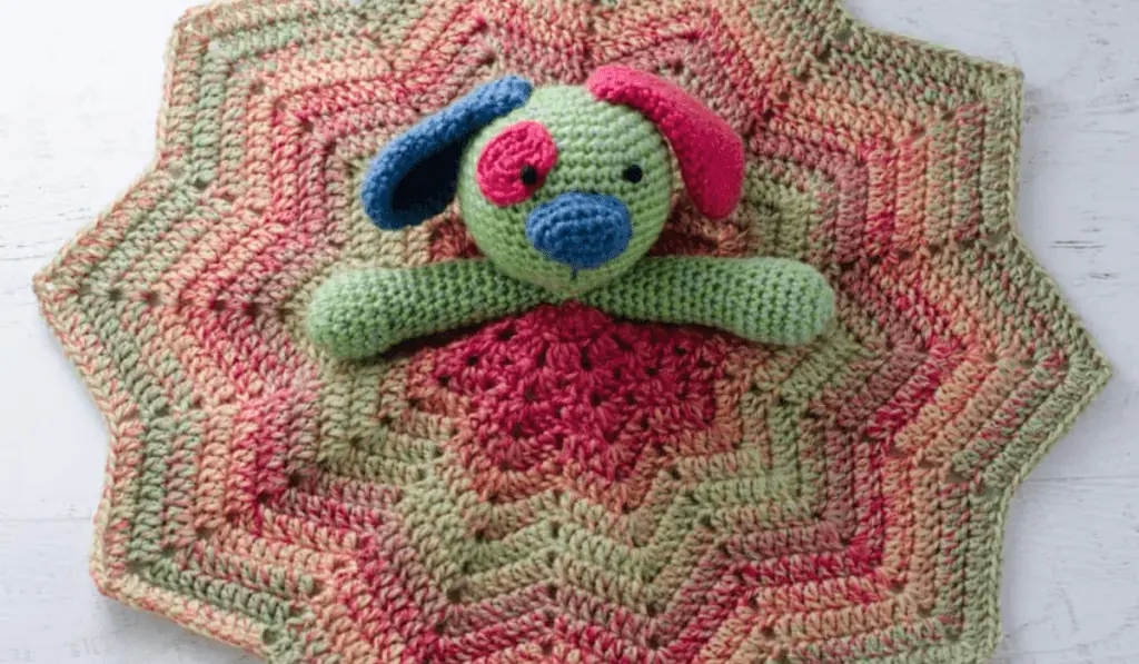 A crochet lovey puppy