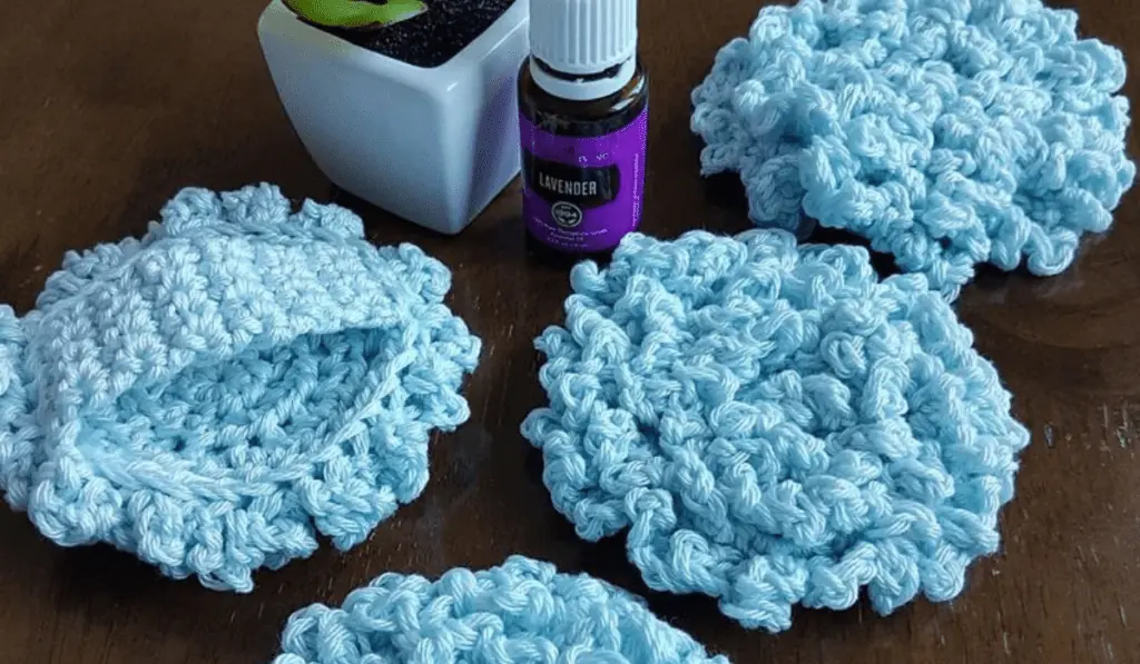 Blue crochet face scrubs