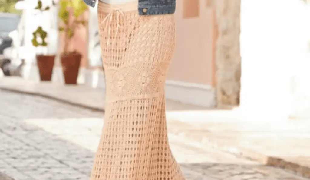 A off-white color crochet maxi skirt