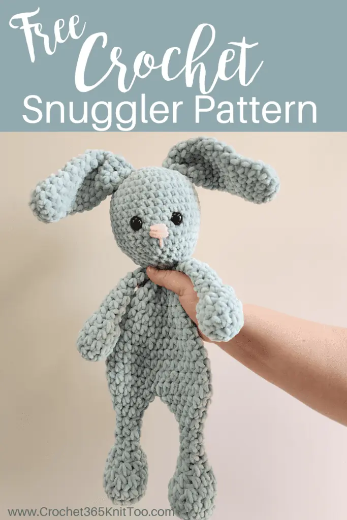 blue bunny crochet snuggler image