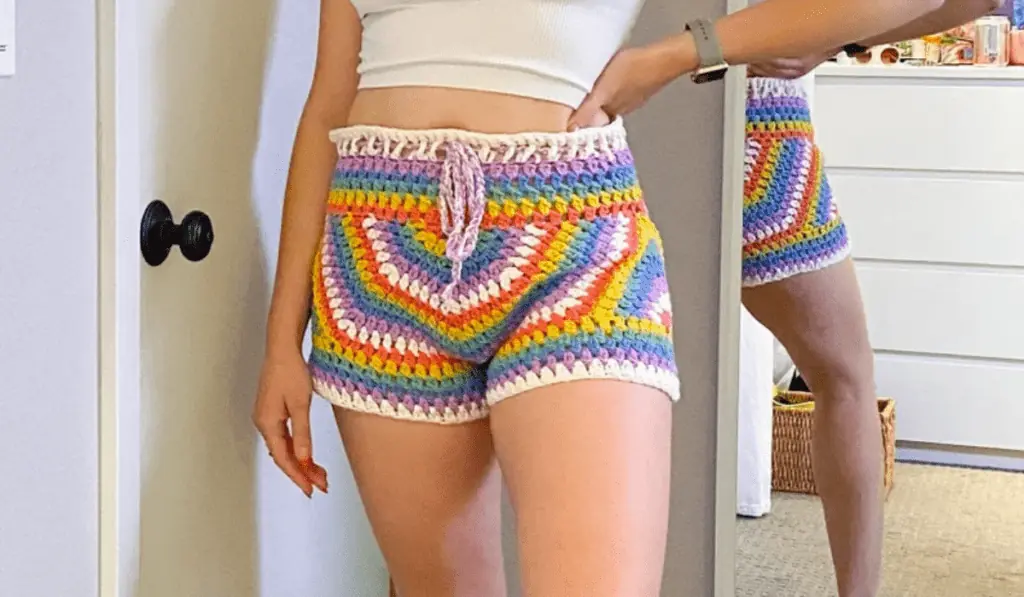 Rainbow crochet shorts