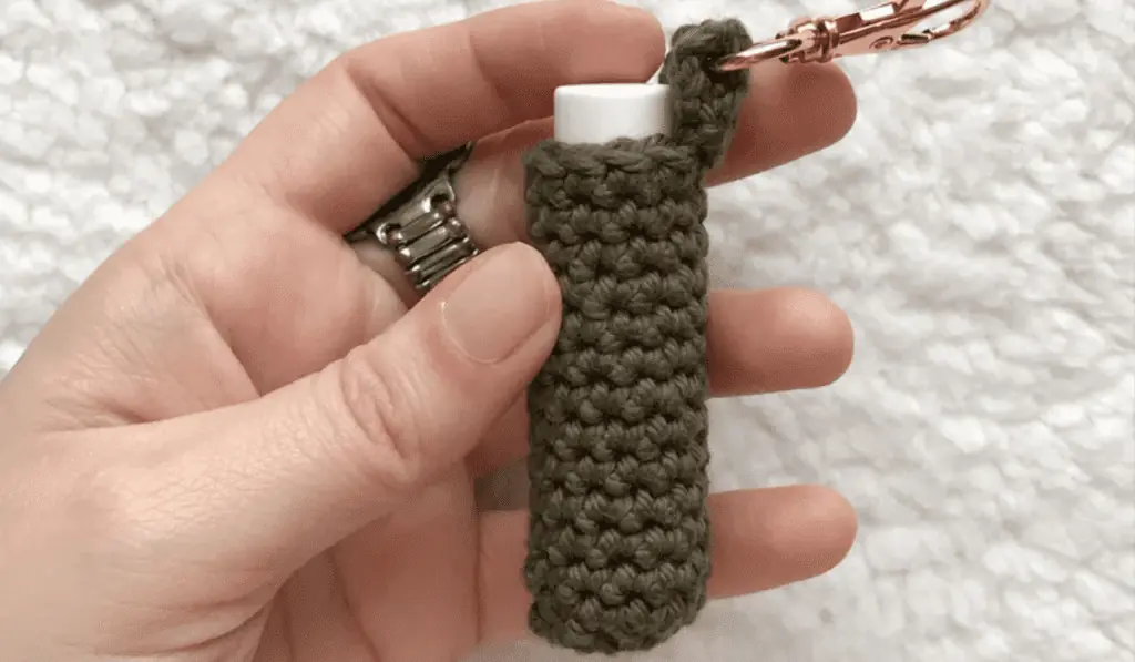 A crochet chapstick holder