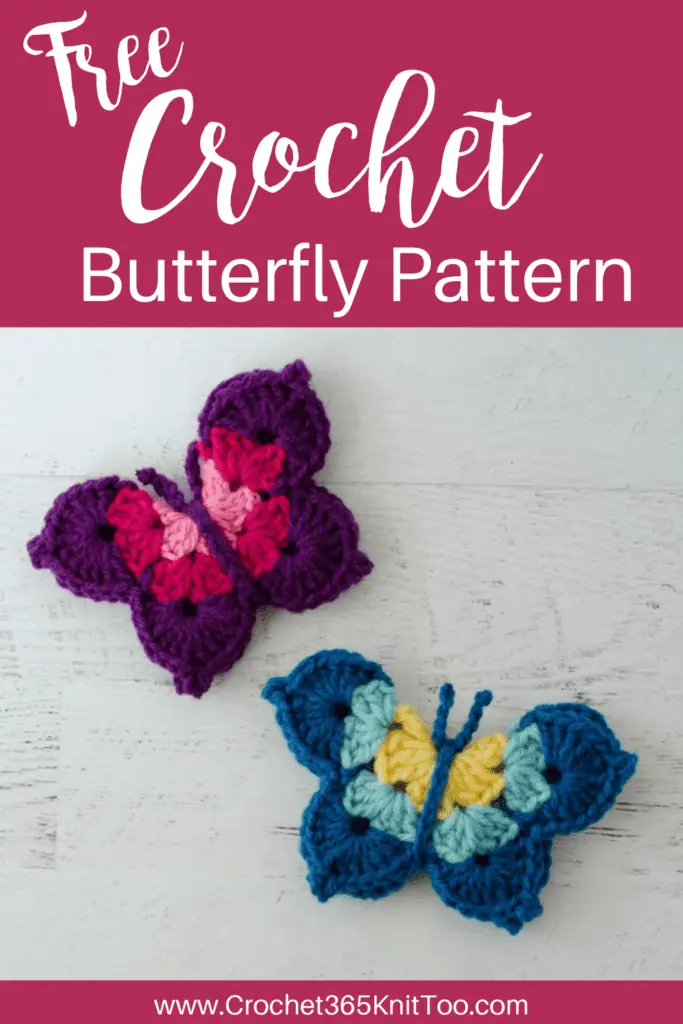 graphic with crochet butterflies