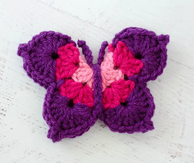 Pink and purple crochet butterfly