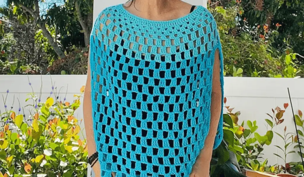 A crochet poncho pattern with high arm holes.