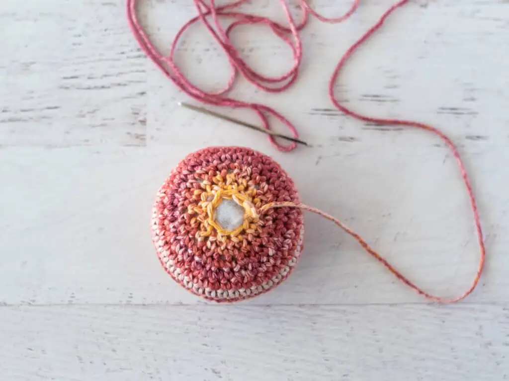 I micro crocheted this tiny turtle using a 0.5 mm crochet hook and thr