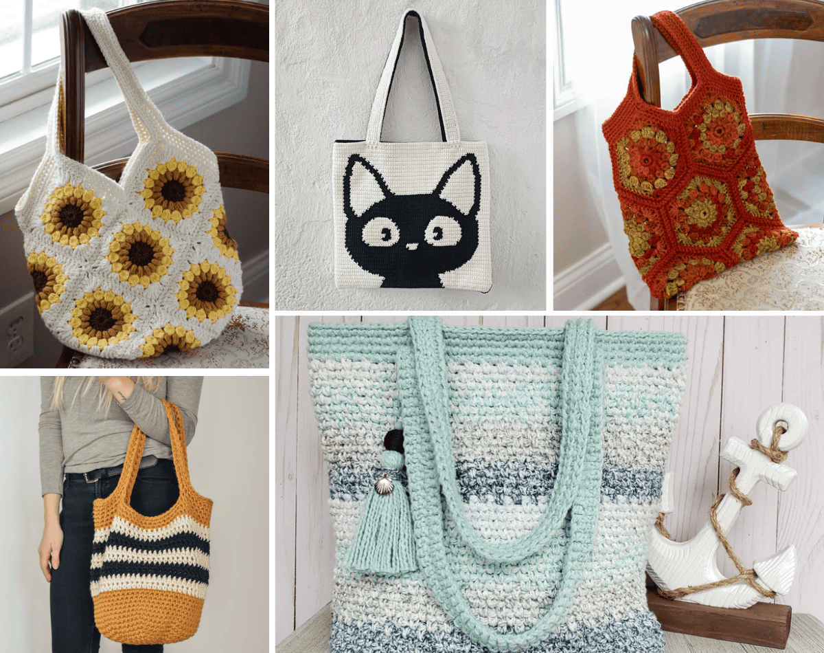 Crocheted Bucket Bag Pattern, Crochet Purse Pattern, Easy Purse Pattern,  Bamboo Handles Crocheted Tote, Easy Purse Pattern - Etsy