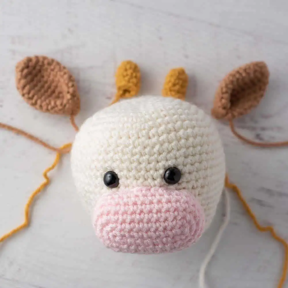 Parts of crochet cow head