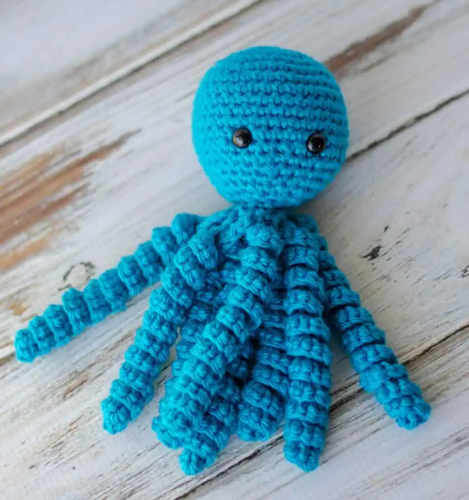 Blue crochet octopus