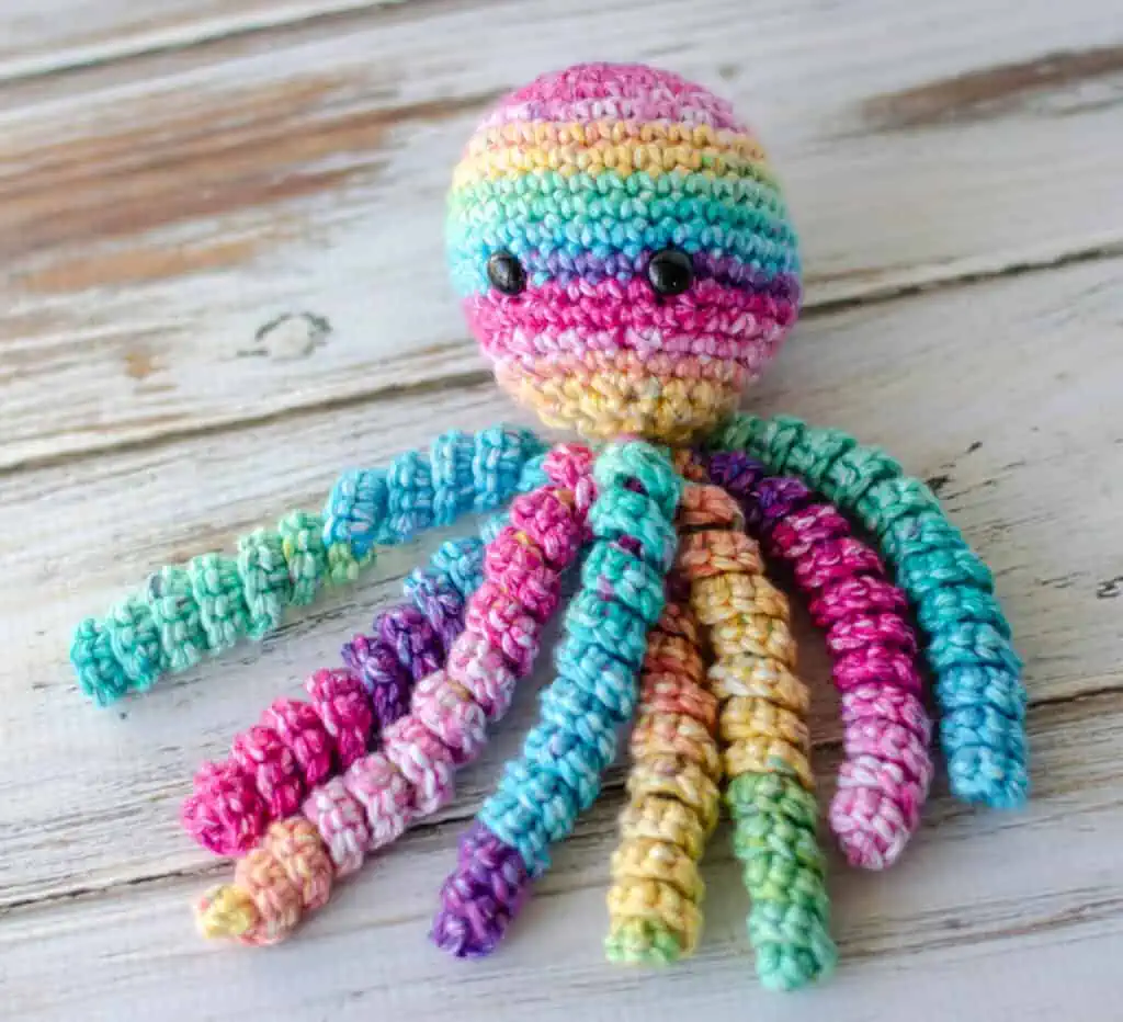 Multi color bright crochet octopus