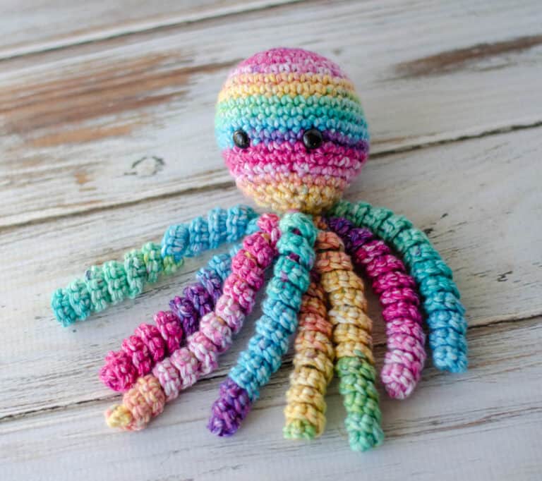 Multi color bright crochet octopus