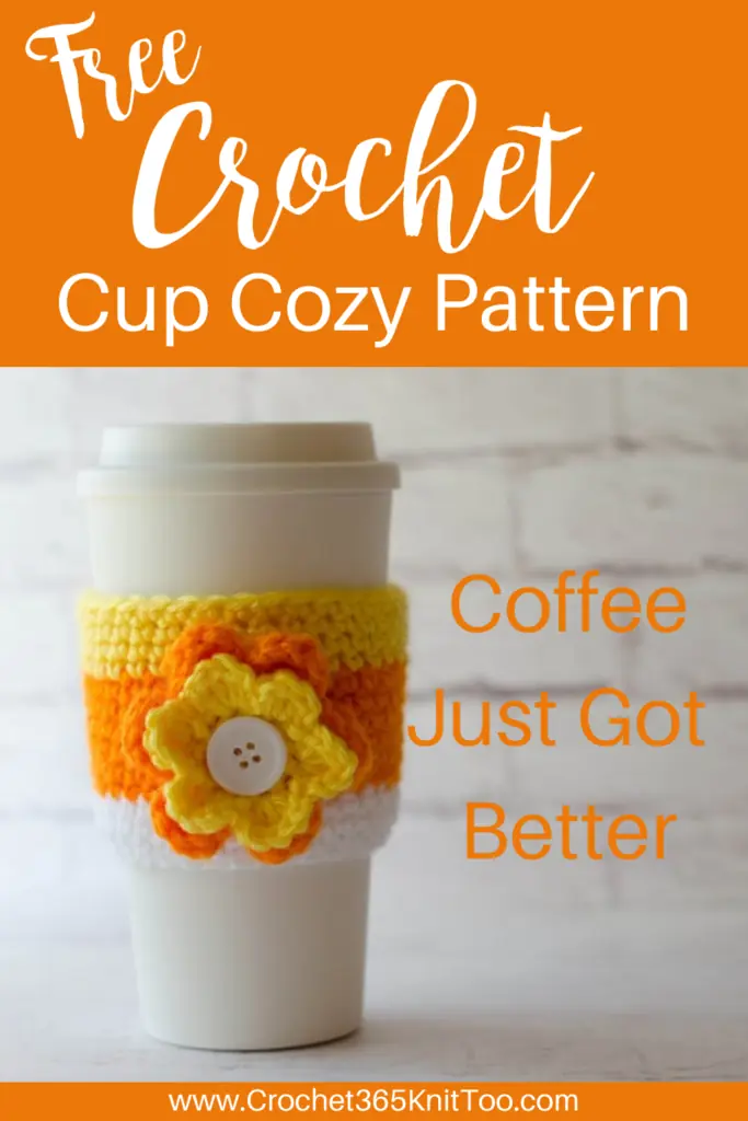 Crochet Candy Corn Cup Cozy Image