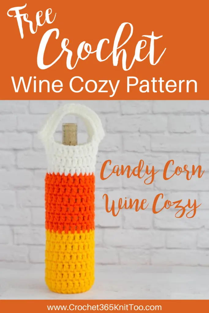 Crochet Candy Corn Wine Cozy Image