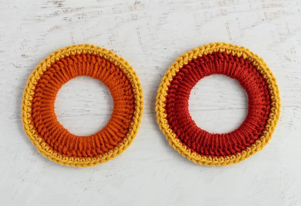 Two crochet orange rings