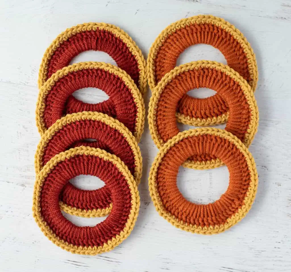 7 crochet orange rings