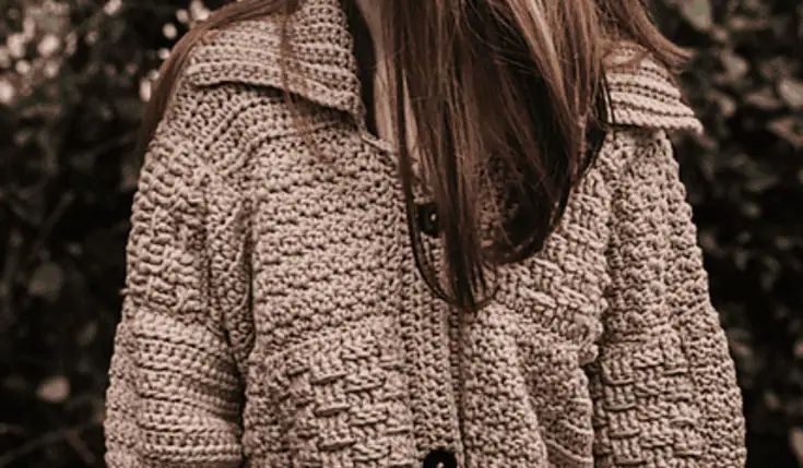 Chunky Patchwork Cardigan crochet sweater pattern preview; design by Carrie M Chambers