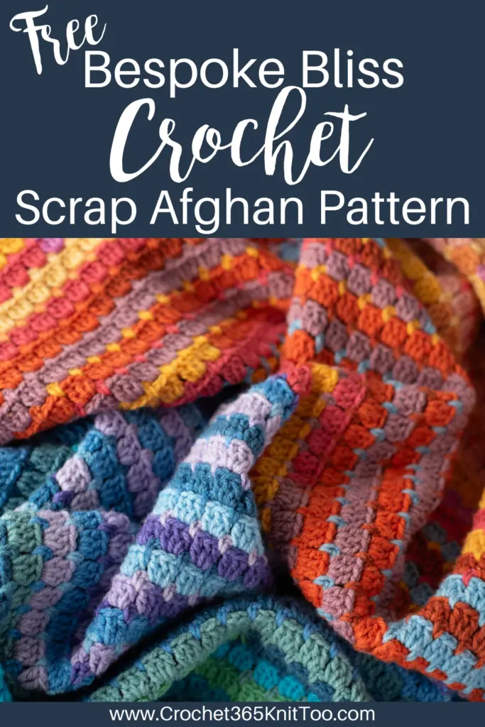 Graphic of Bespoke Bliss Crochet Scrap Afghan featuring multi color crochet afghan