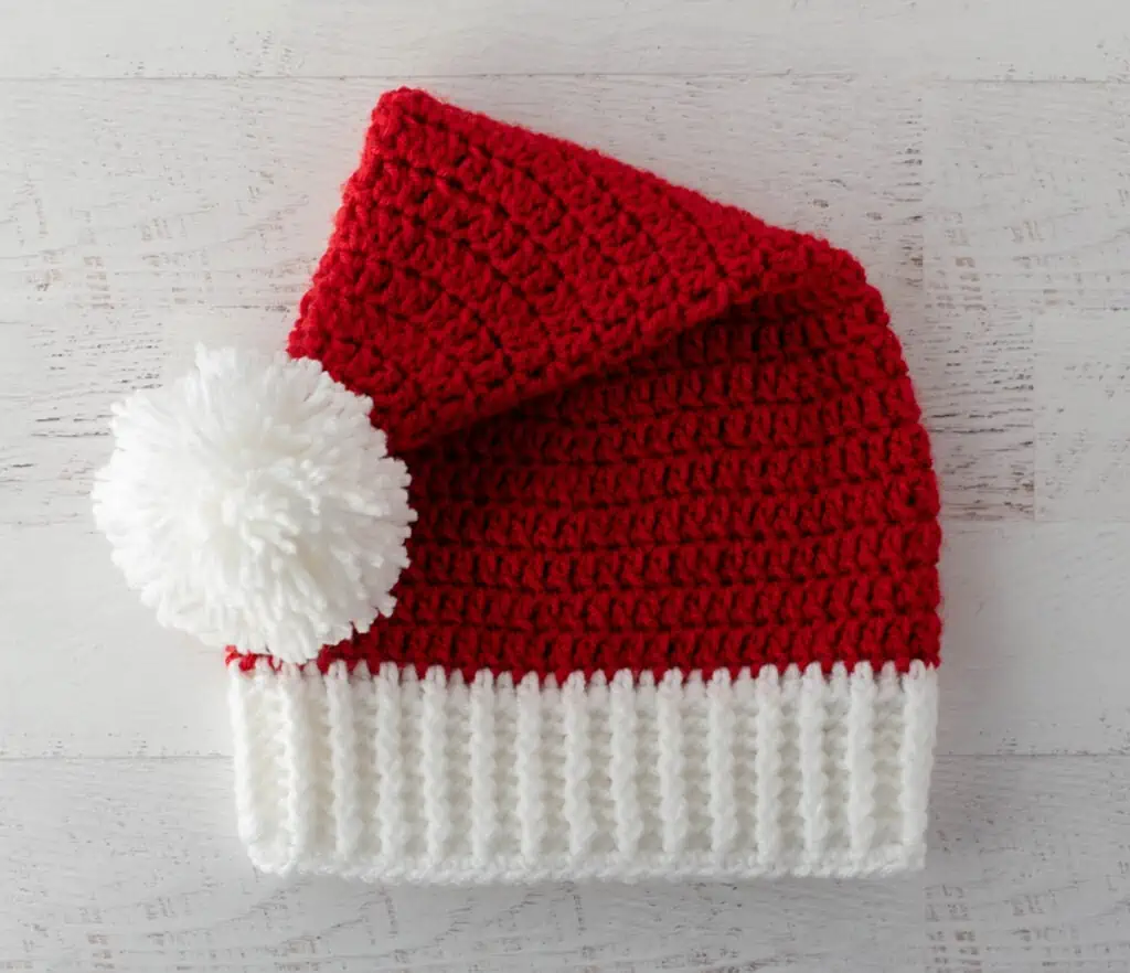 Red and white crochet santa hat