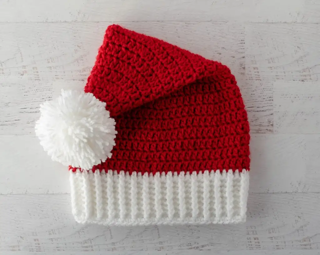 Red and white crochet santa hat